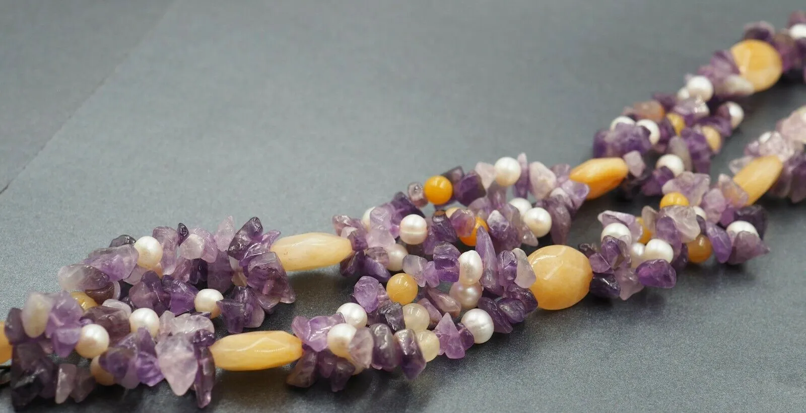 Amethyst, Freshwater Pearl & Glass Necklace
