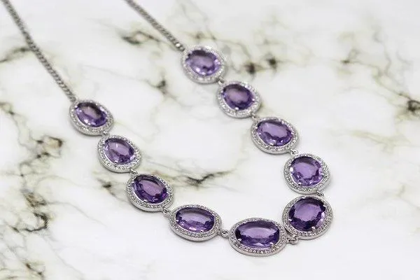 Amethyst halo Necklace