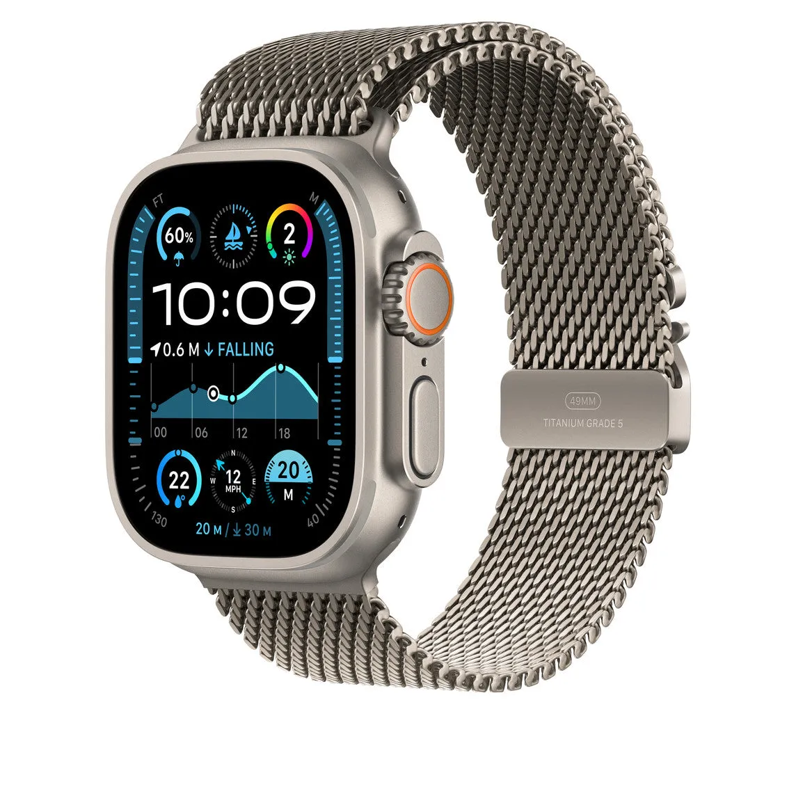 Apple 49Mm Natural Titanium Milanese Loop, Medium