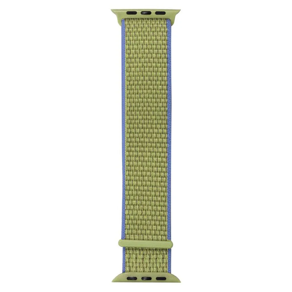Apple Watch (38/40/SE/41/42mm) Lippa Nylon Rem - Grøn m. Lilla Kant