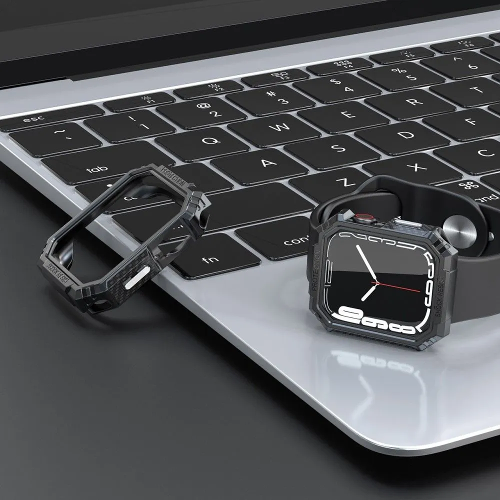 Apple Watch 40mm carbon fiber style cover - Black / Silver