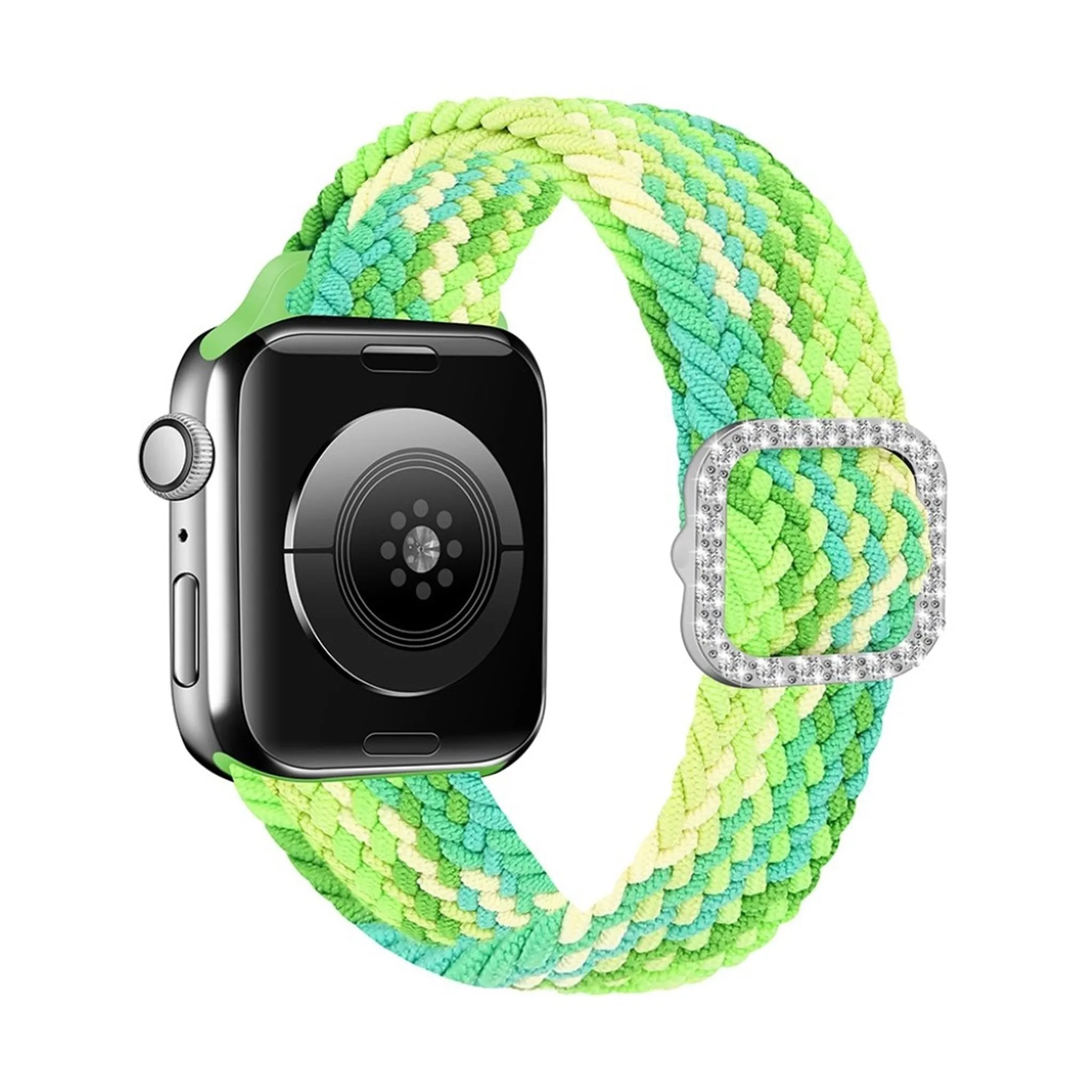 Apple Watch 40mm nylon watch strap in rhinestone buckle - Lime