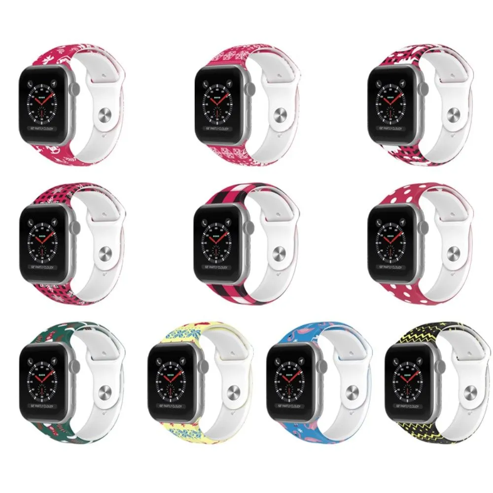 Apple Watch (41mm) christmas pattern silicone watch strap - Christmas Reindeer / Size: L