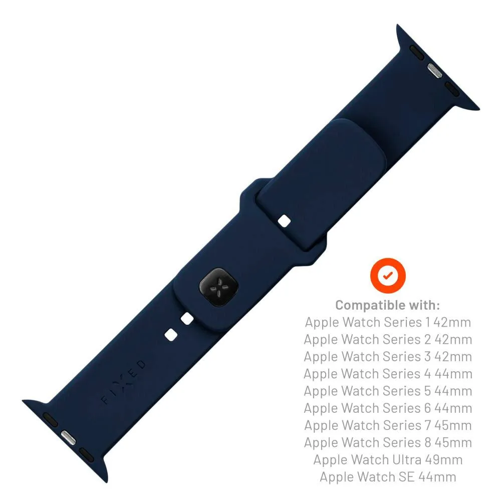 Apple Watch (42/44/SE/45/46/49mm) Fixed Sporty Silikone Rem Sæt - Blå