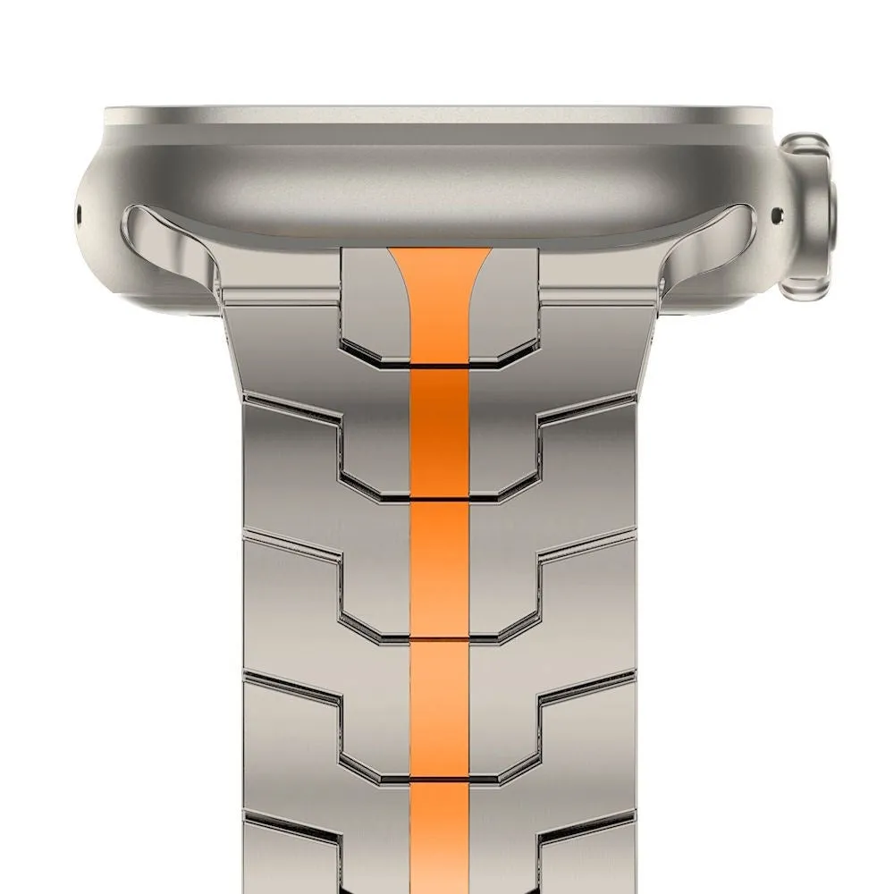 Apple Watch (42/44/SE/45/46/49mm) Tech-Protect Stainless Line Stål Rem - Titanium / Orange
