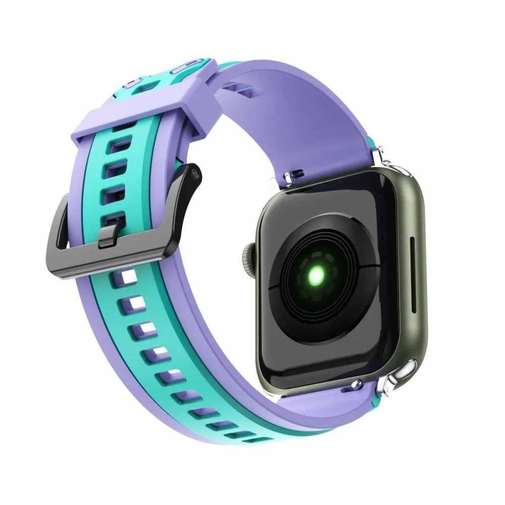 Apple Watch (45mm) color splice silicone watch strap - Teal Green / Lavender