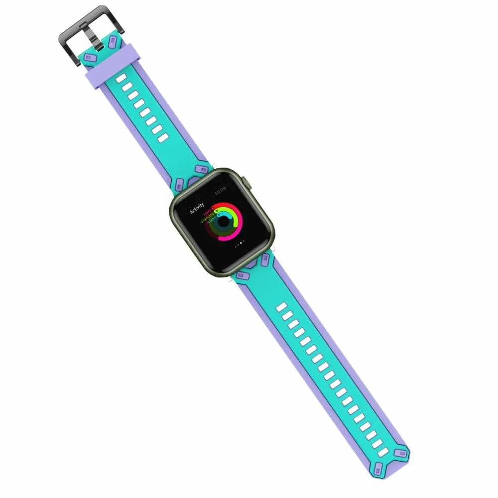 Apple Watch (45mm) color splice silicone watch strap - Teal Green / Lavender