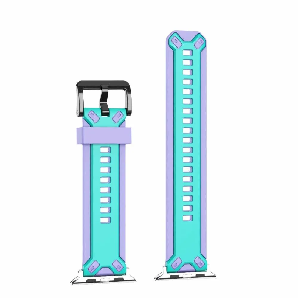 Apple Watch (45mm) color splice silicone watch strap - Teal Green / Lavender