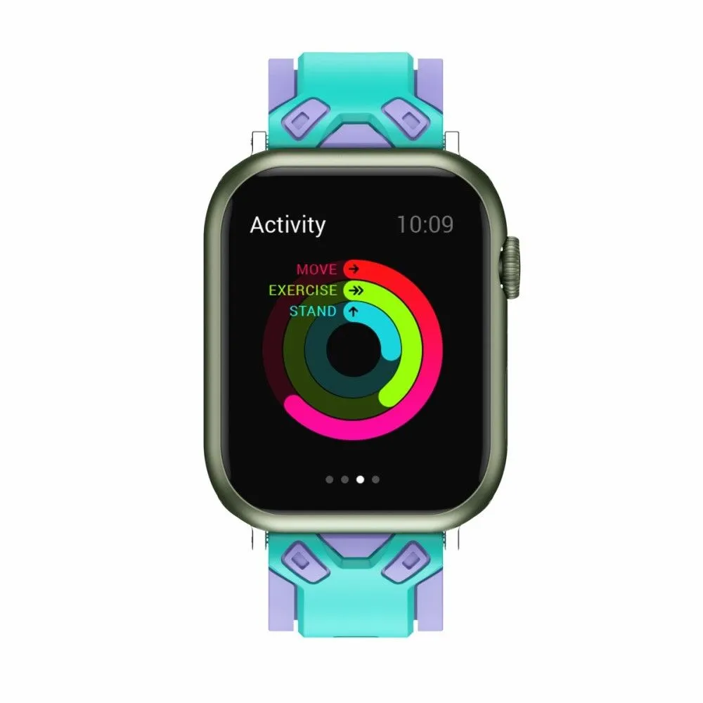 Apple Watch (45mm) color splice silicone watch strap - Teal Green / Lavender