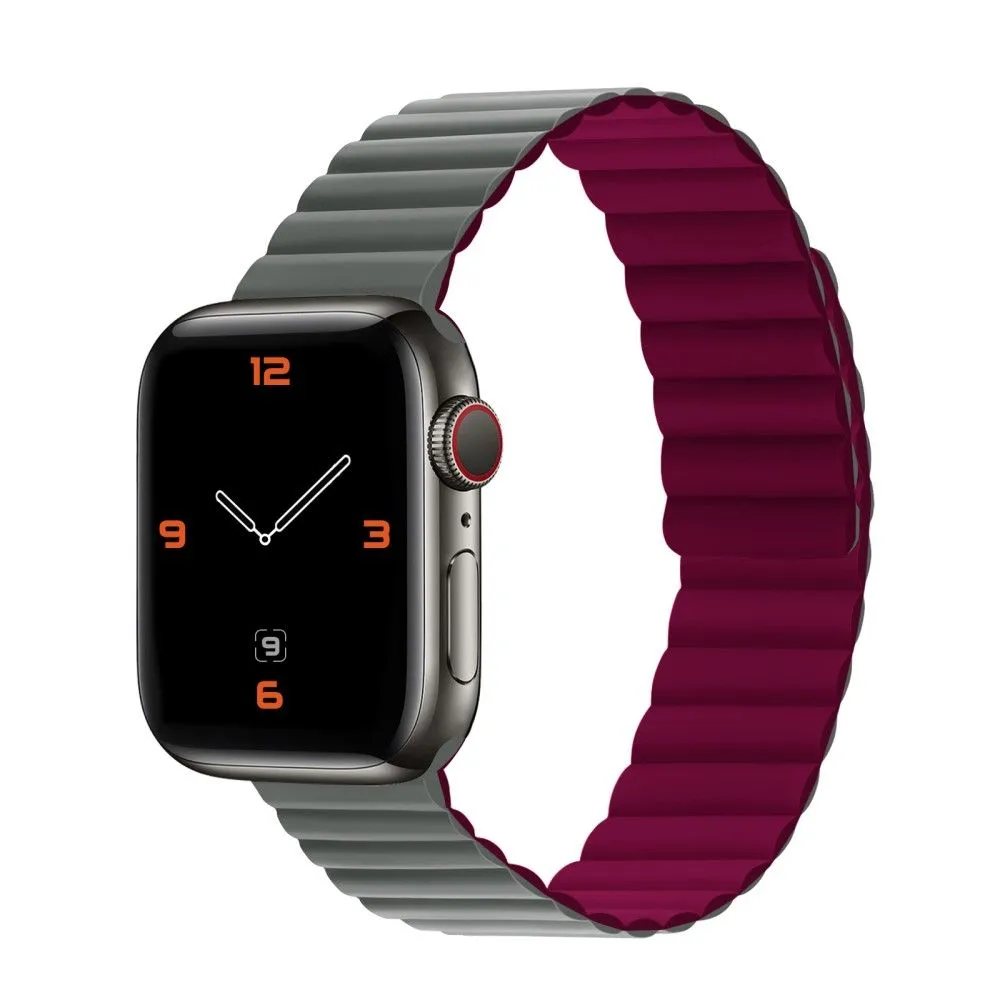 Apple Watch (45mm) dual color silicone watch strap - Grey / Wine Red