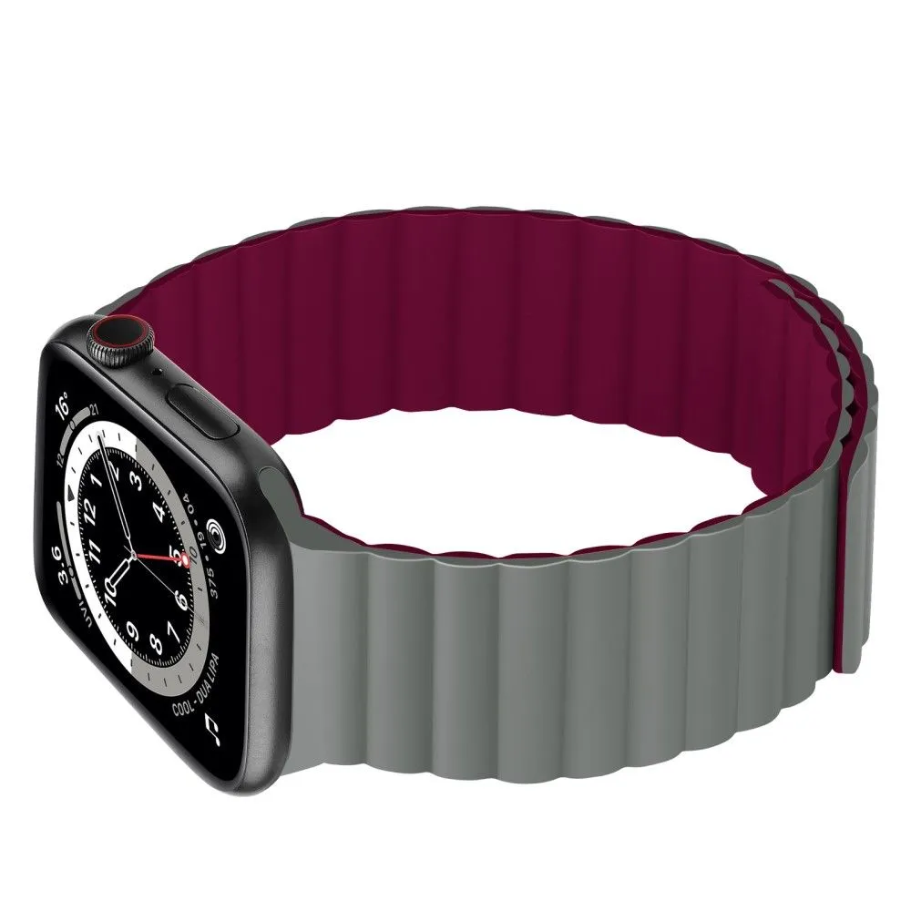 Apple Watch (45mm) dual color silicone watch strap - Grey / Wine Red