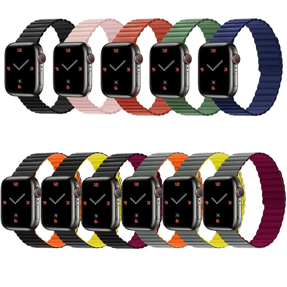 Apple Watch (45mm) dual color silicone watch strap - Grey / Wine Red