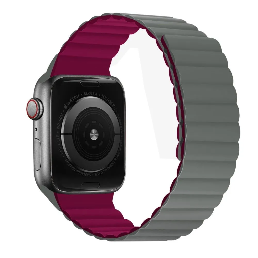 Apple Watch (45mm) dual color silicone watch strap - Grey / Wine Red