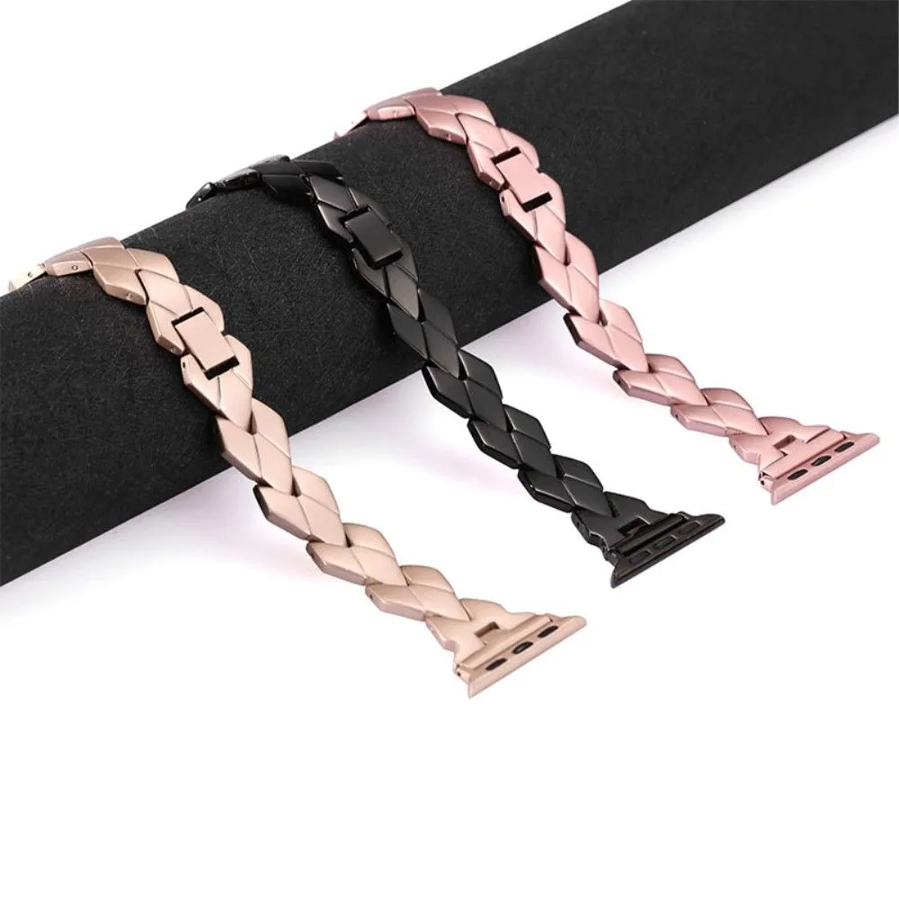 Apple Watch (45mm) stainless steel rhombus link watch strap - Rose Pink