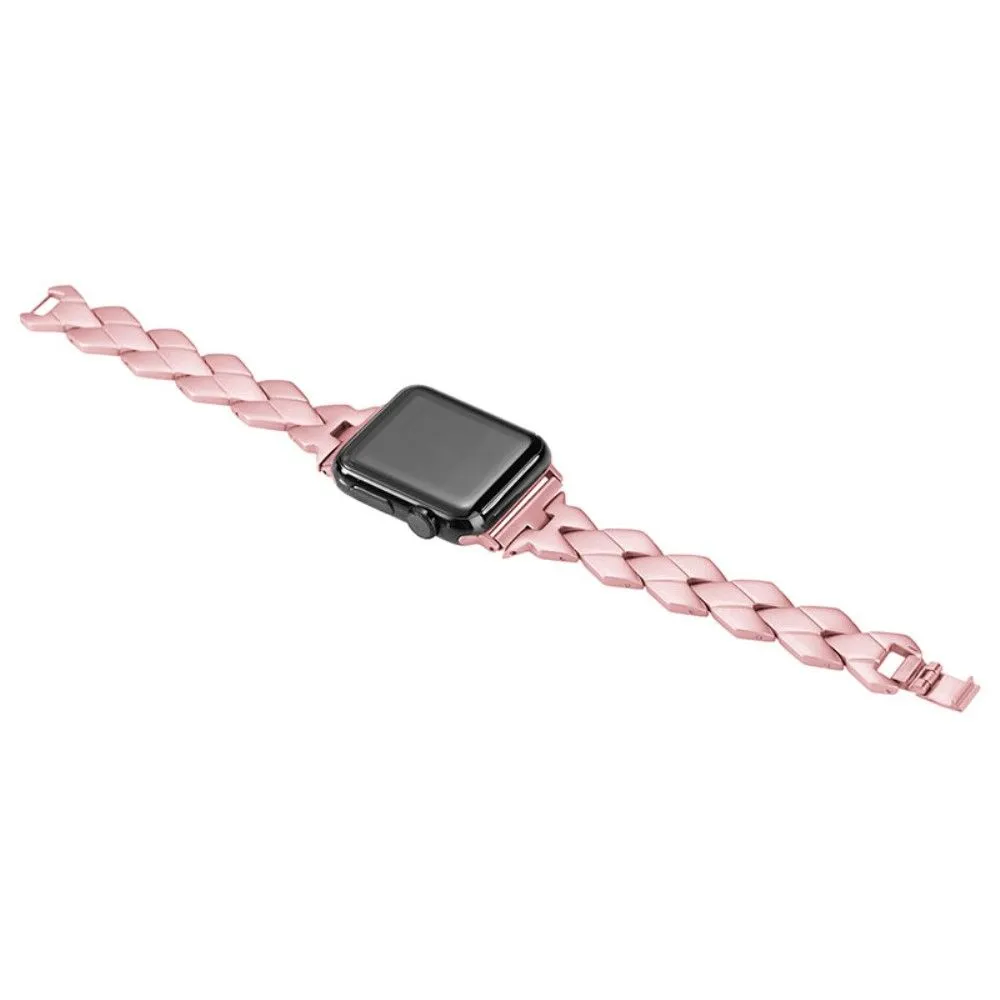 Apple Watch (45mm) stainless steel rhombus link watch strap - Rose Pink