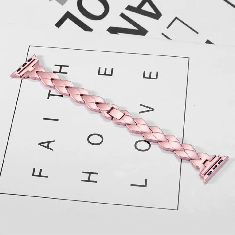 Apple Watch (45mm) stainless steel rhombus link watch strap - Rose Pink