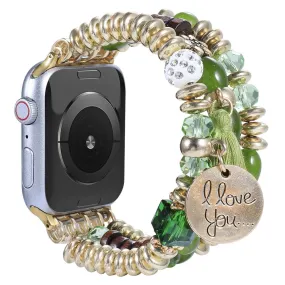 Apple Watch (45mm) tassel pearls décor watch strap - Green