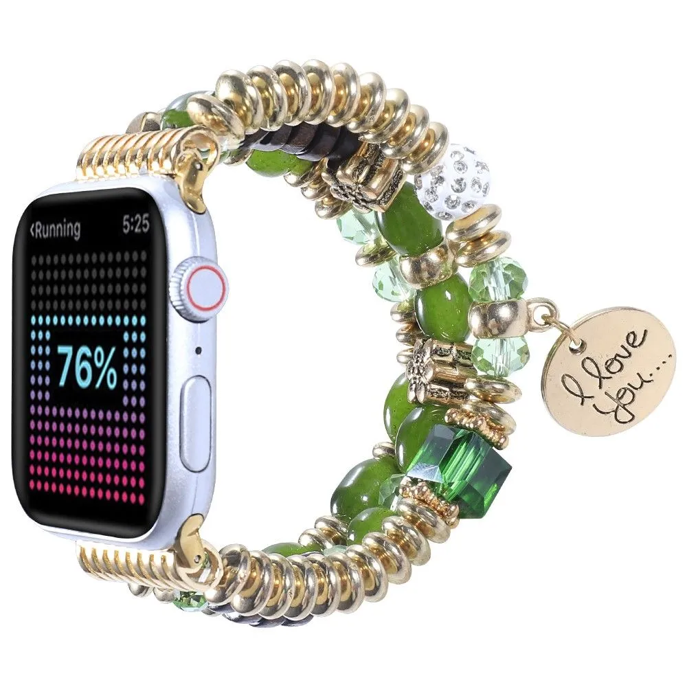 Apple Watch (45mm) tassel pearls décor watch strap - Green