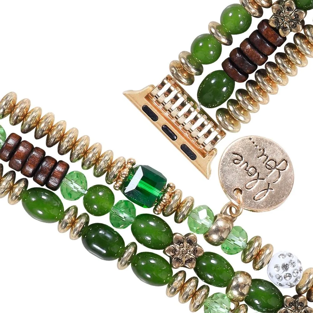 Apple Watch (45mm) tassel pearls décor watch strap - Green