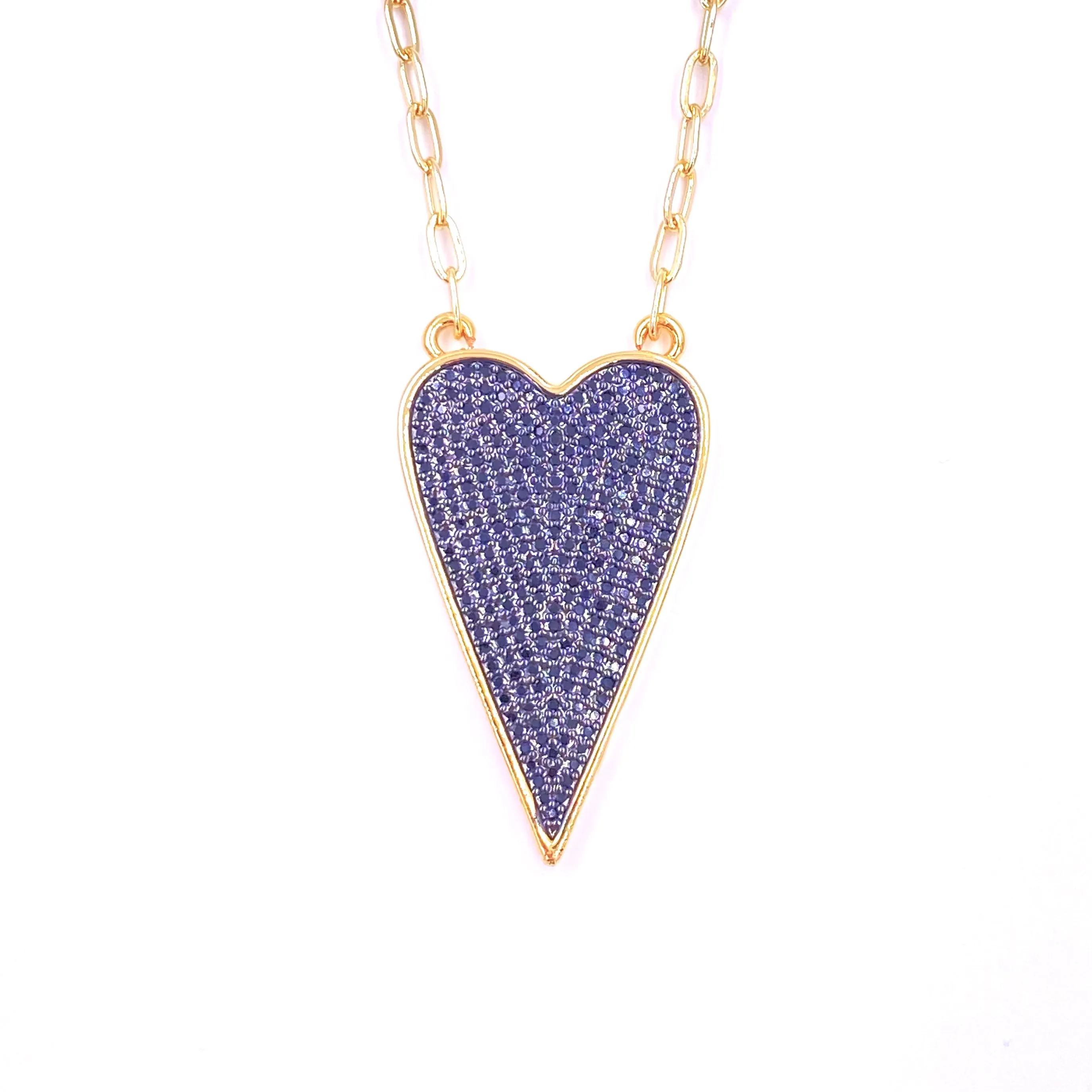 Ashley Gold Stainless Steel Gold Plated Encrusted Heart Pendant Necklace