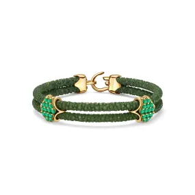 B441 - Yellow Gold with Emerald Clusters and Emerald Clasp