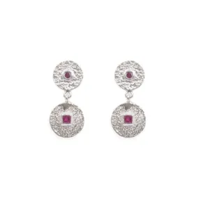 Beaten Coin Ruby Earring