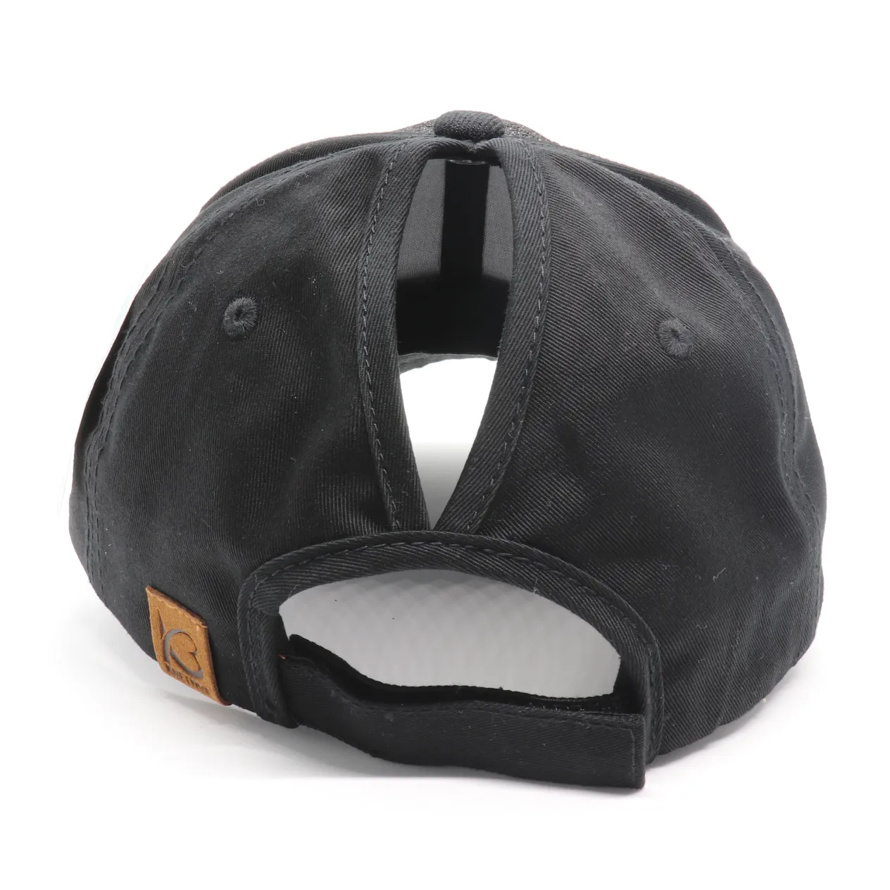 Black Glitter Firefighter Badge Ponytail Hat