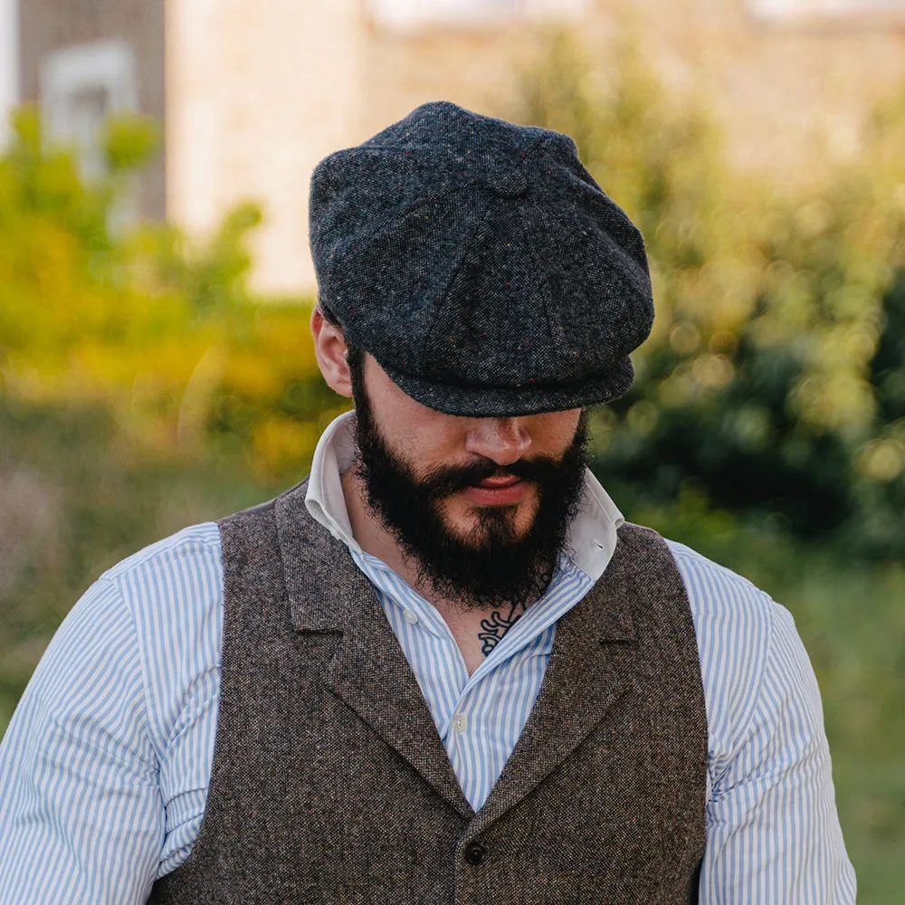 Blackheath Speckled Marl Newsboy Cap - Black-Multi