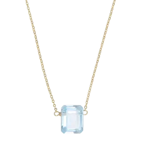Blue Topaz Emerald Cut Necklace