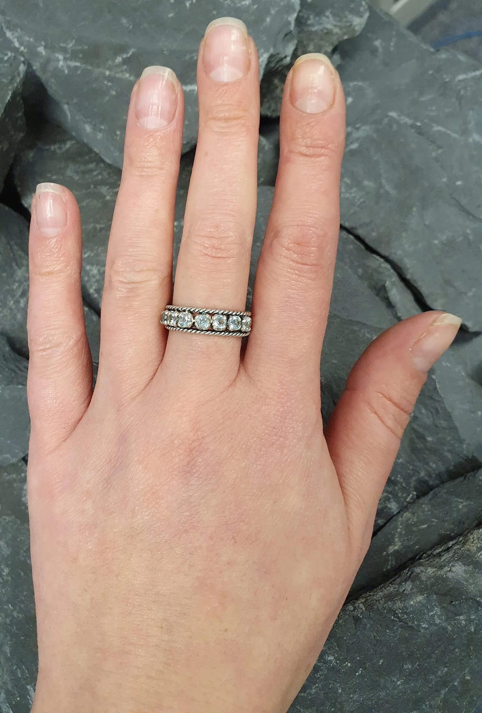 Blue Topaz Ring - Sky Blue Eternity Band - Vintage Topaz Ring