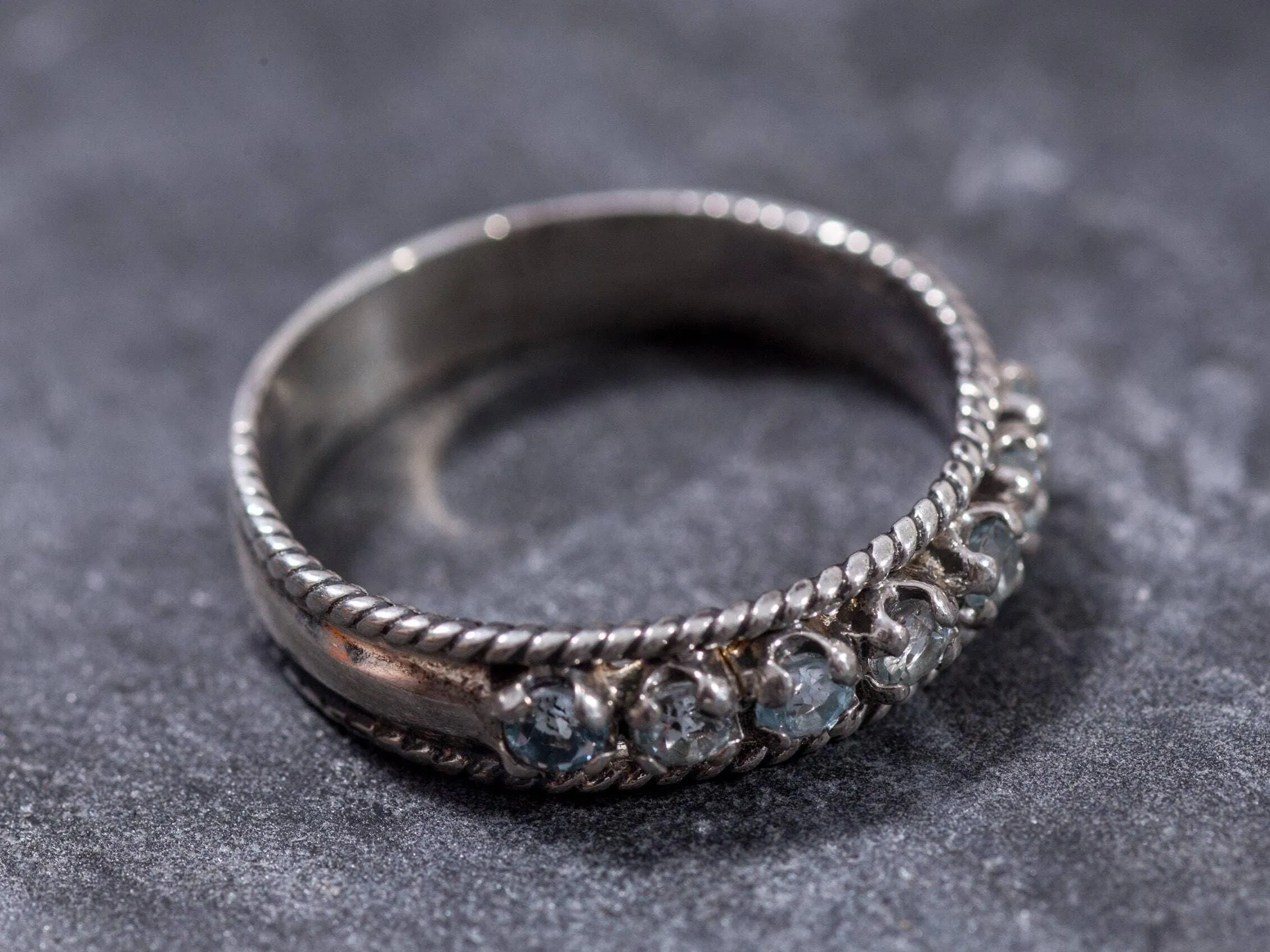 Blue Topaz Ring - Sky Blue Eternity Band - Vintage Topaz Ring
