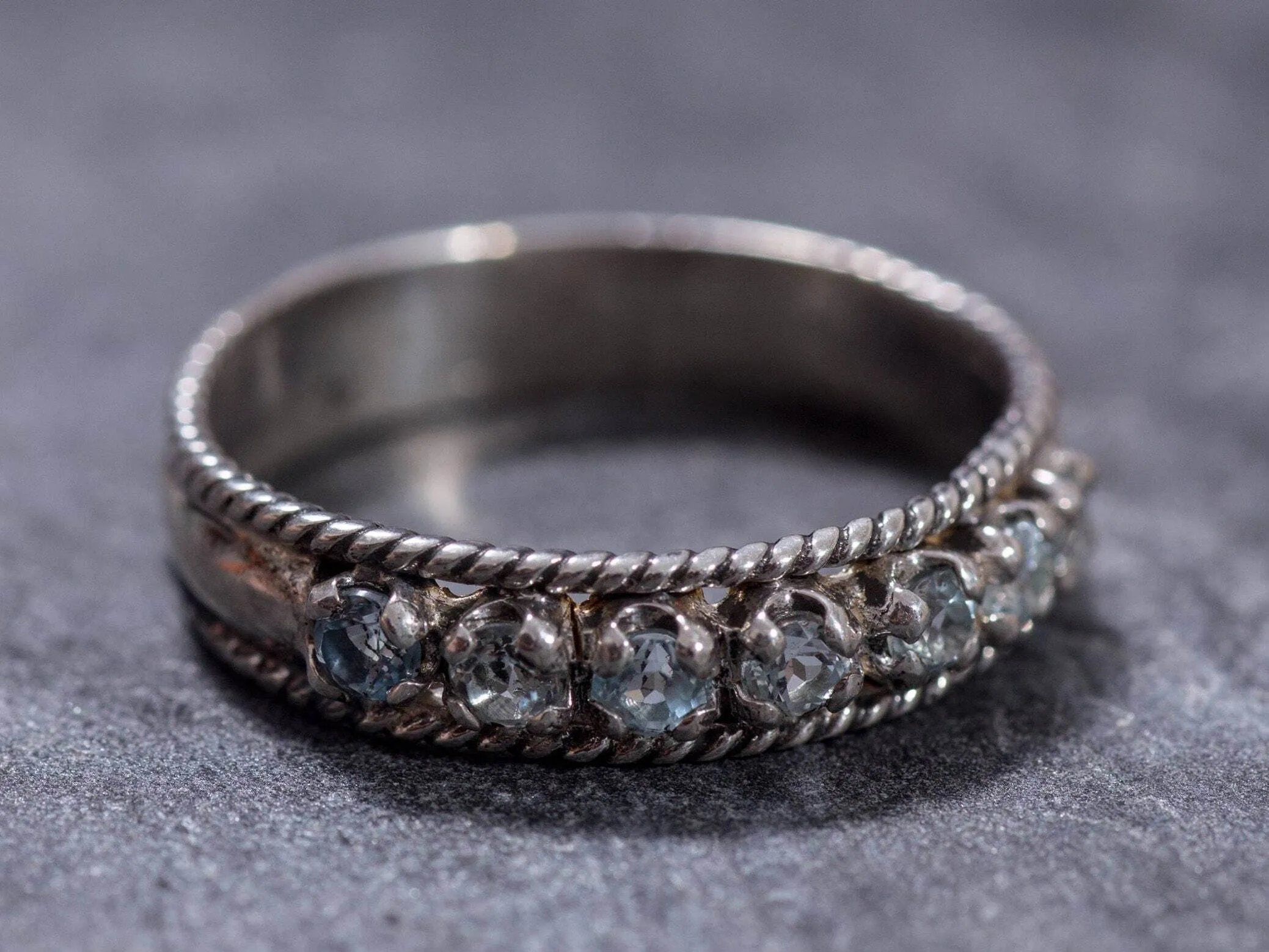Blue Topaz Ring - Sky Blue Eternity Band - Vintage Topaz Ring