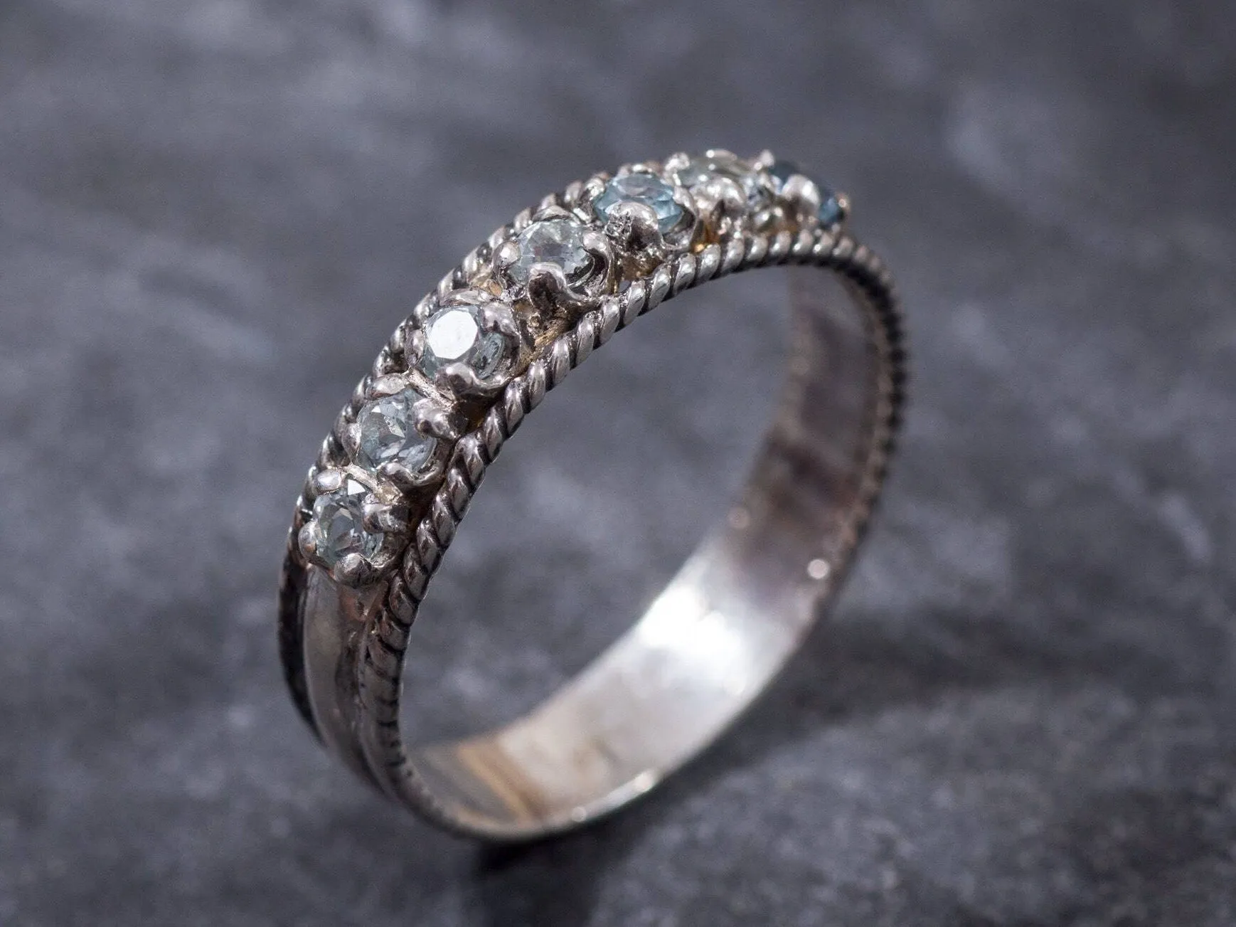 Blue Topaz Ring - Sky Blue Eternity Band - Vintage Topaz Ring