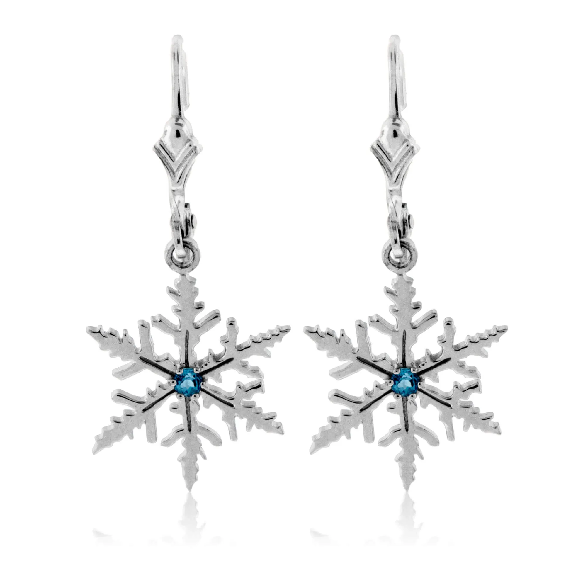 Blue Topaz Snowflake Necklace and Dangle Earrings Set