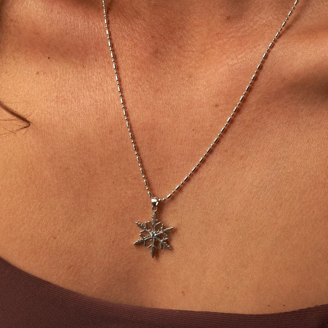 Blue Topaz Snowflake Necklace and Dangle Earrings Set