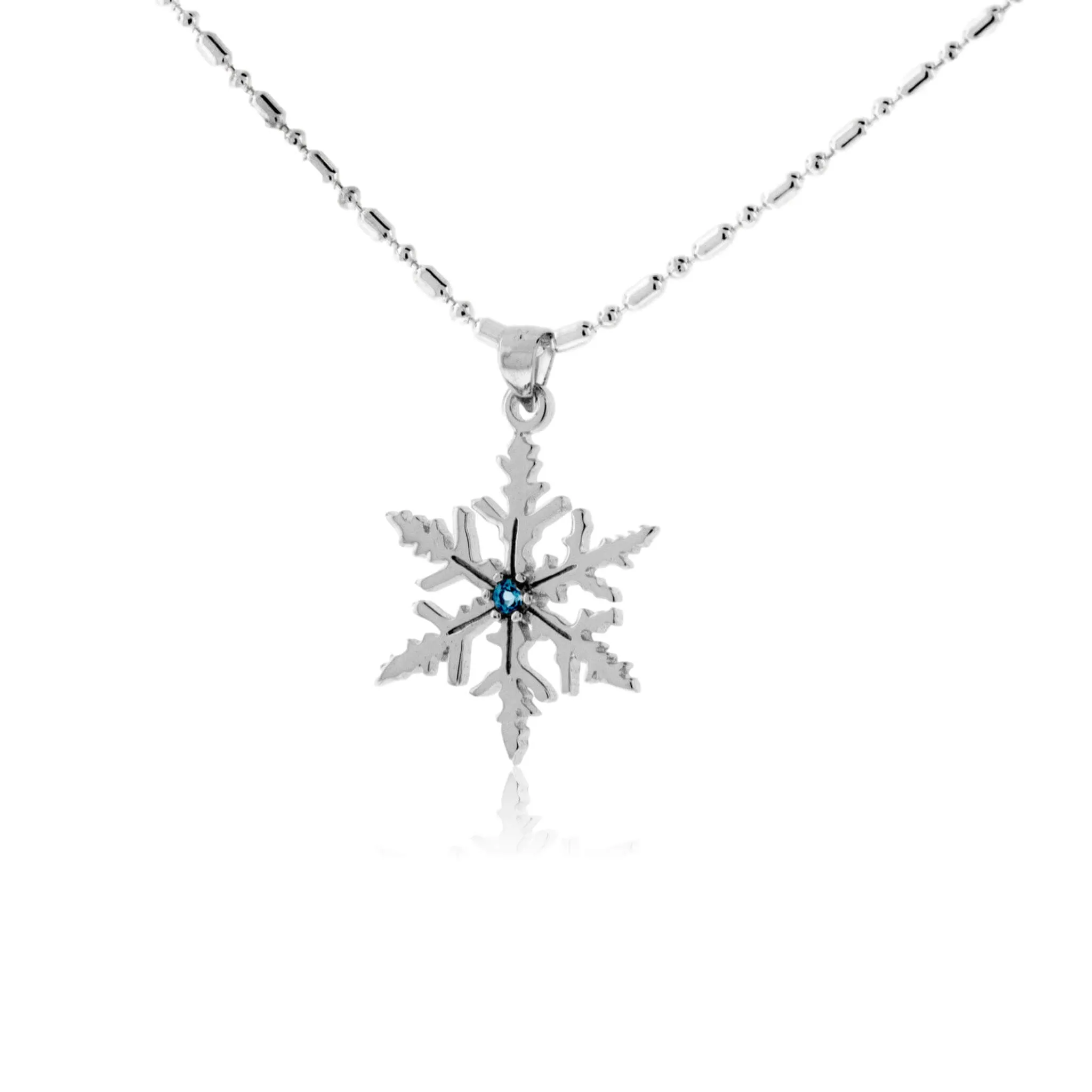 Blue Topaz Snowflake Necklace and Dangle Earrings Set