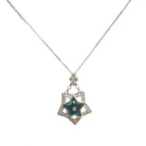 Blue Topaz Star and Diamond Necklace