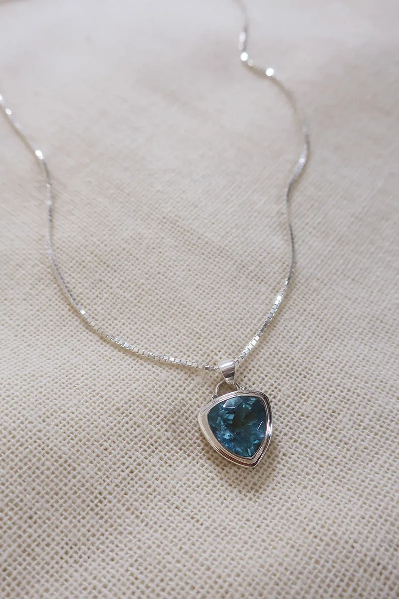 Blue Topaz Trinity 925 Silver Necklace
