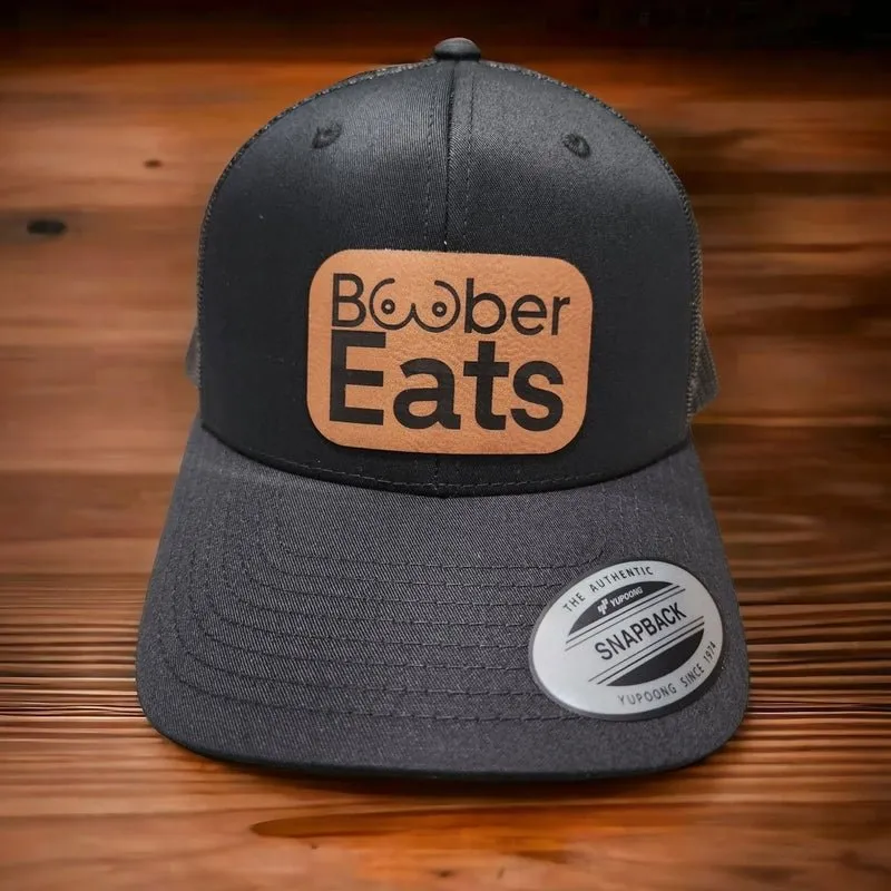 Boober Eats Leather Patch Trucker Hat for Breastfeeding Moms