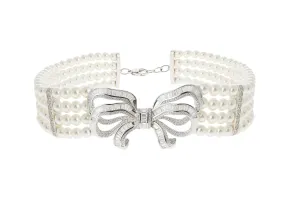 Bow Choker Pearl Choker Necklace