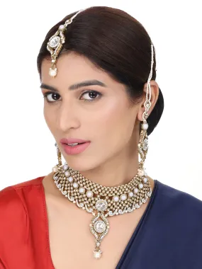 Brass Off-White Jewelry Set - Elegance In Subtle Hues - Anikas Creation