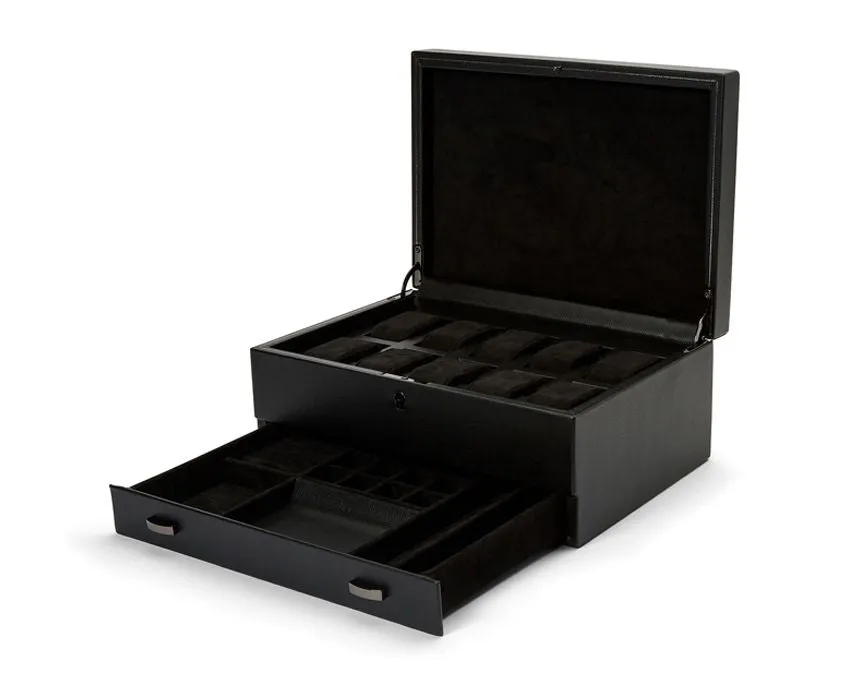 British Racing 10 Piece Watch Box with Storage (Black)