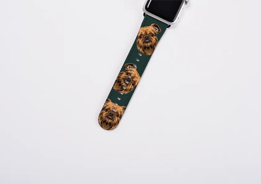 Brussels Griffon Forest Green Apple Watch Strap