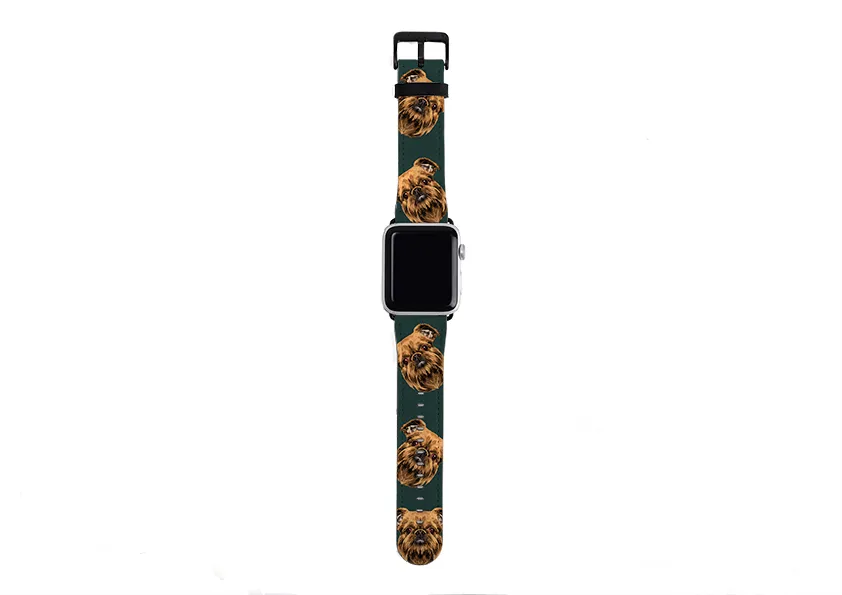 Brussels Griffon Forest Green Apple Watch Strap