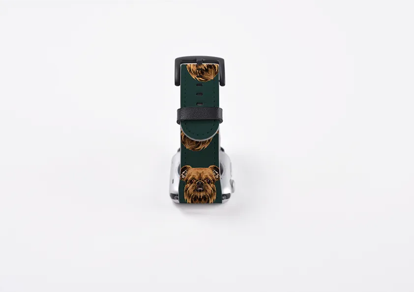 Brussels Griffon Forest Green Apple Watch Strap