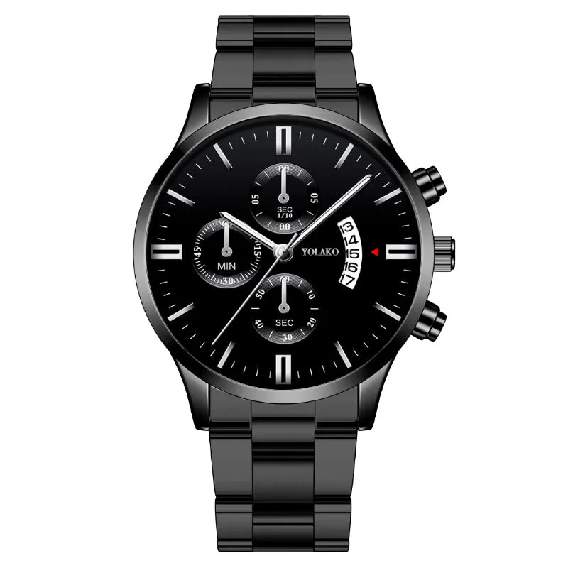 Business Fashion Three Eyes and Six Needles Calendar Men's Watch Men's Watch Steel Belt Men's