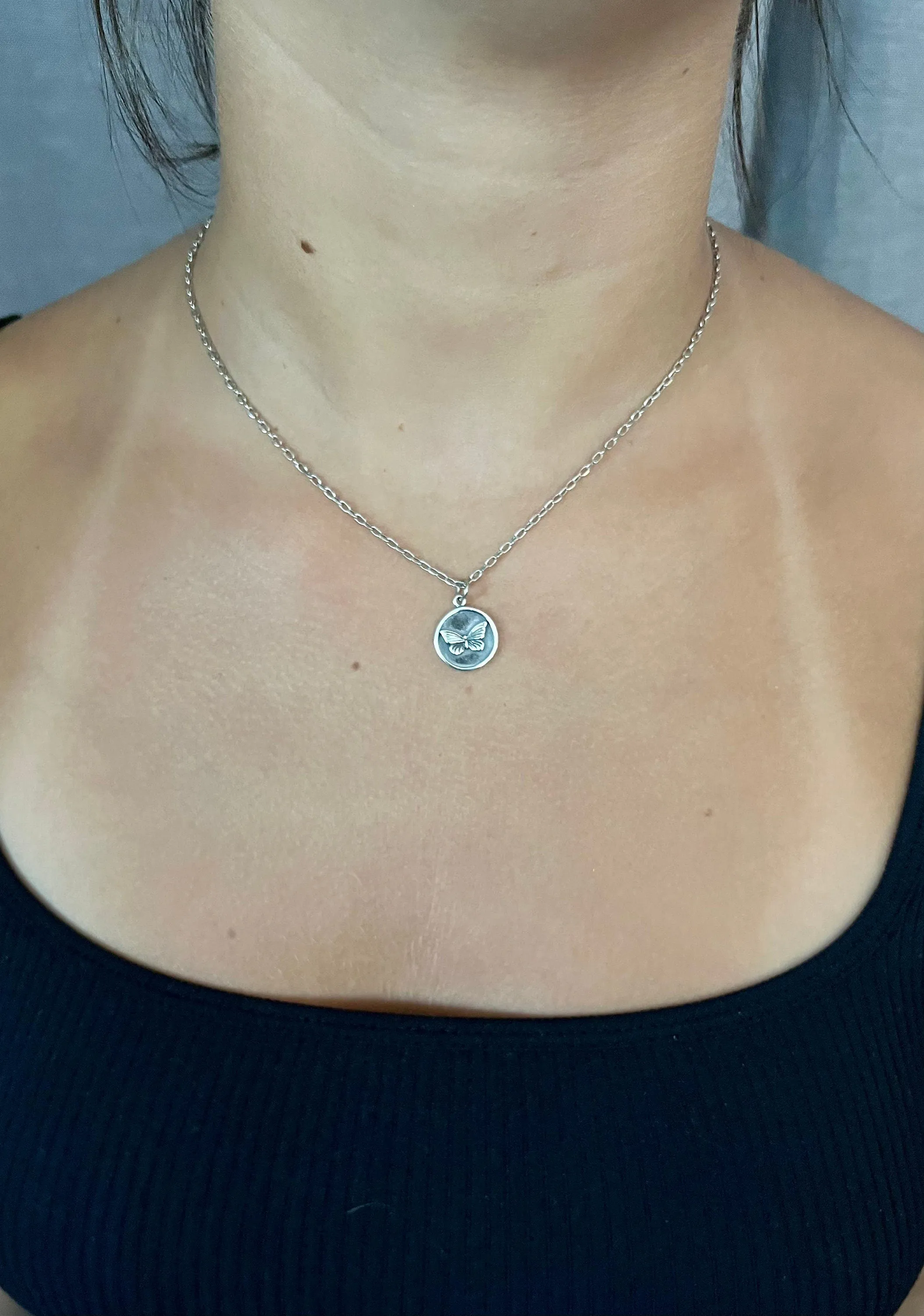 Butterfly Disc Necklace