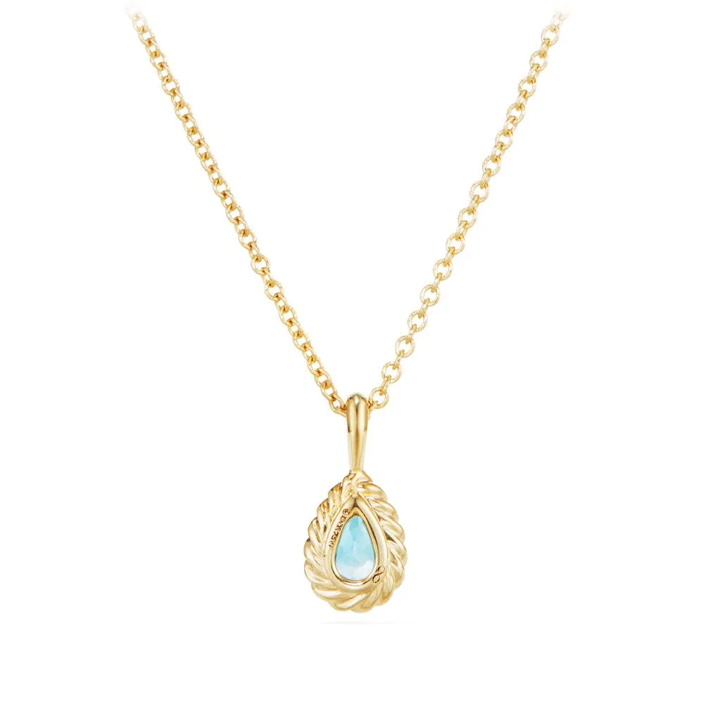 Cable Collectibles® Kids Teardrop Charm Necklace with Blue Topaz in 18K Gold