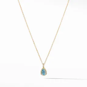 Cable Collectibles® Kids Teardrop Charm Necklace with Blue Topaz in 18K Gold