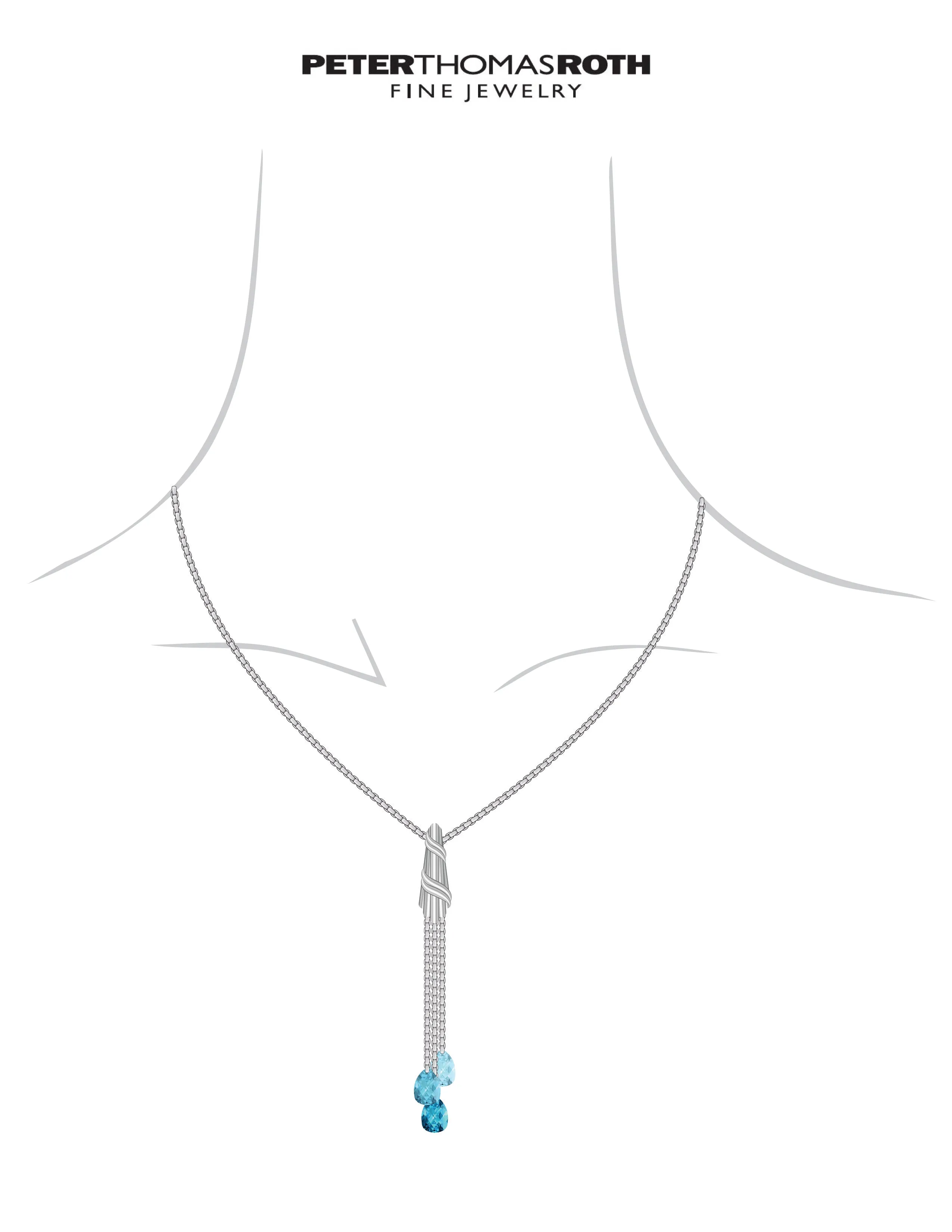 Cascade Briolette Dangle Pendant Necklace in sterling silver with citrine